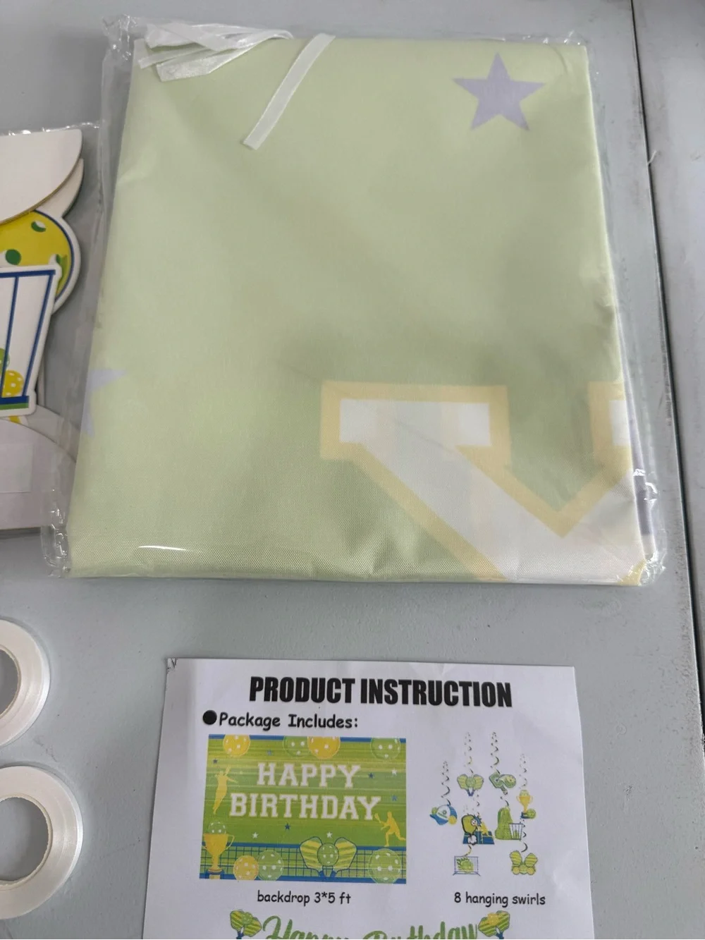 Pickleball Green & Yellow 'Happy Birthday' Party Decor Set